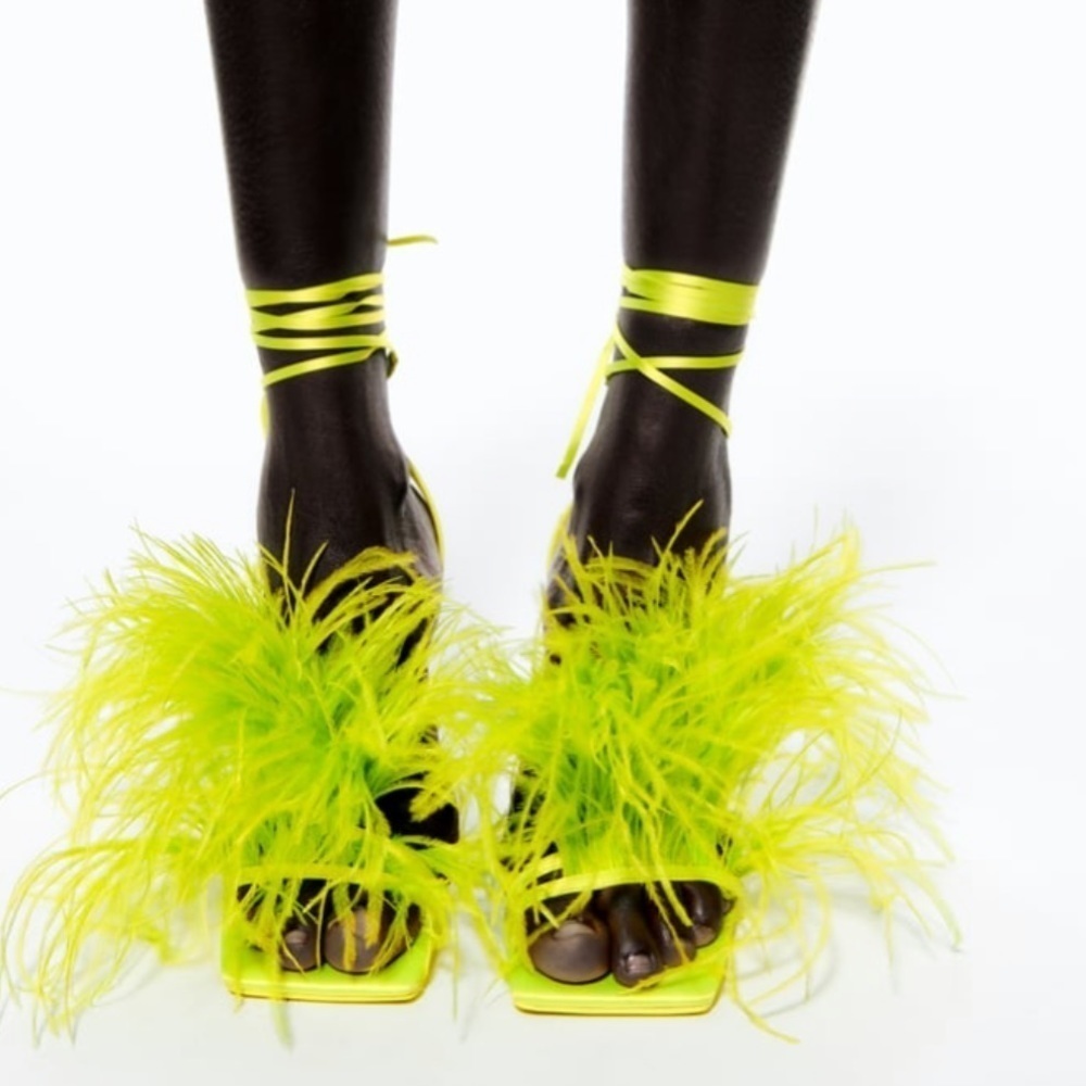 ZARA Feathered High Heel Sandals